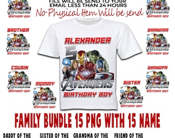 Avengers Family Set Iron On Transfer, Avengers Family Bundle Shirt Designs, Personalize, Avengers Family Birthday Shirt, Digital File