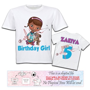 Doc Mcstuffins Birthday Iron On Transfer, Doc Mcstuffins Front Back Shirt Designs, Doc Mcstuffins Svg, Doc Mcstuffins Iron On Transfer