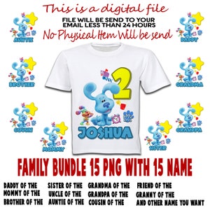 Blues Clues Birthday Shirt Boy and Girl, Blues Clues Birthday PNG, Digital Iron On Transfer, Editable File, Blues Clues Boy and Girl Design