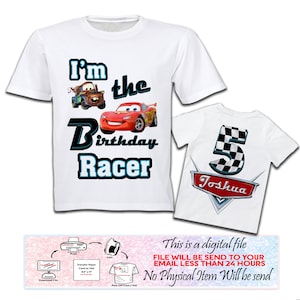 Cars Front Back Shirt, Cars Birthday Shirt Iron On Transfer, Cars PNG, Cars T Shirt Design, Personalized Printable, Digital File Only
