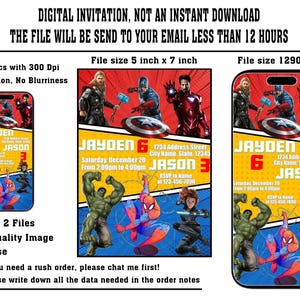 Avengers Birthday Invitation, Sibling Birthday Invitation, Avengers Invitation, Birthday Invitation, Birthday Boy Invitation, Digital File