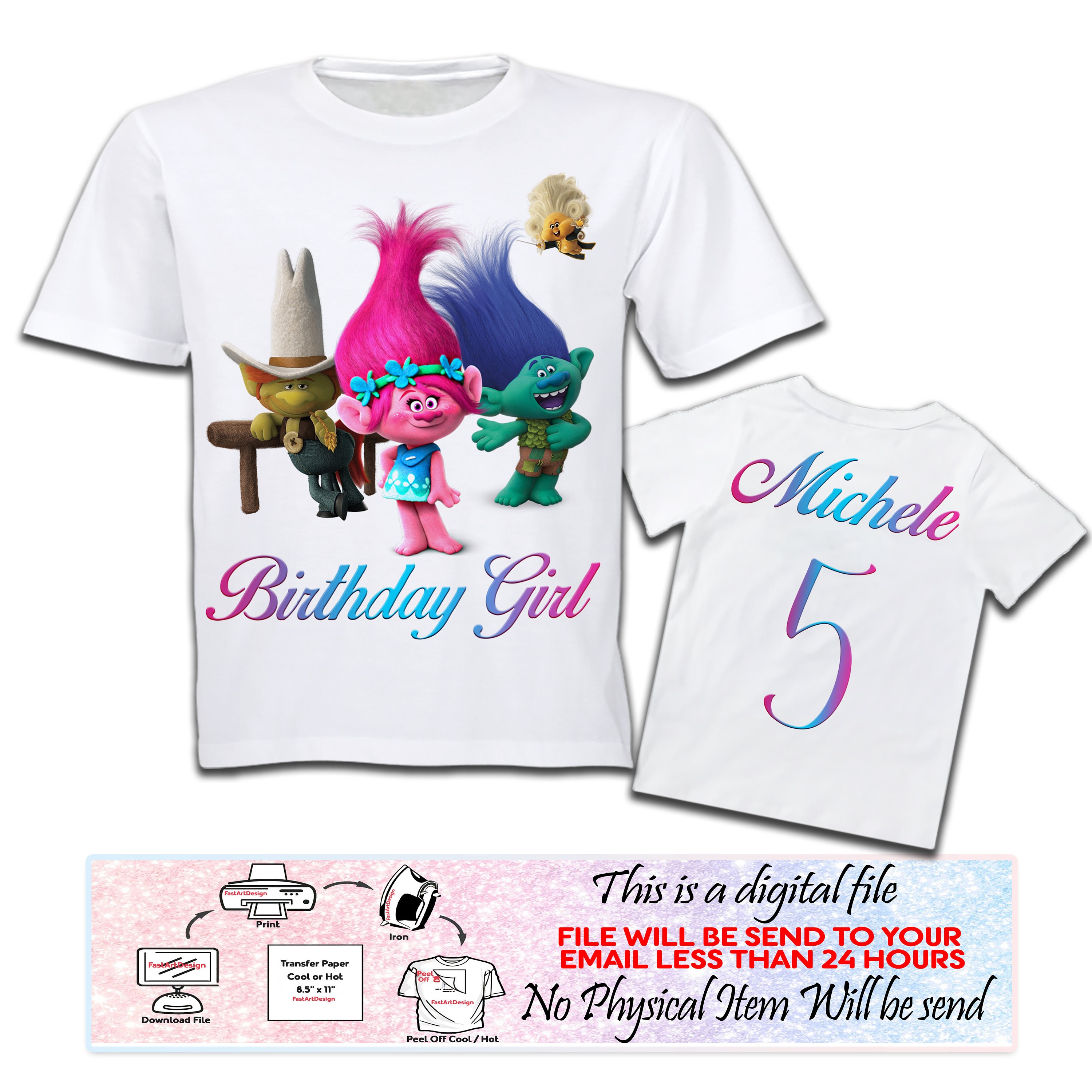 Trolls Iron on Transfer Trolls Birthday Iron on Transfer Etsy