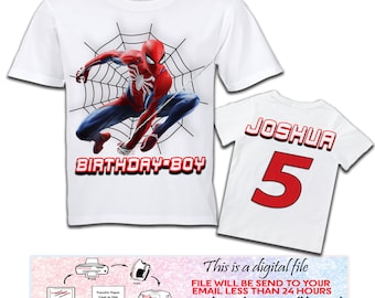 Spiderman Birthday Shirt, Spiderman Birthday Shirt Iron On Transfer, Spiderman SVG, Spiderman, Personalized Printable, Digital File
