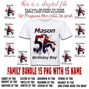 Spiderman Family Set Iron On Transfer, Spiderman Family Shirt PNG, Spiderman Shirt Svg, Spiderman Family Birthday Shirt, Digital File