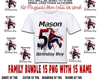 Spiderman Family Set Iron On Transfer, Spiderman Family Shirt PNG, Spiderman Shirt Svg, Spiderman Family Birthday Shirt, Digital File
