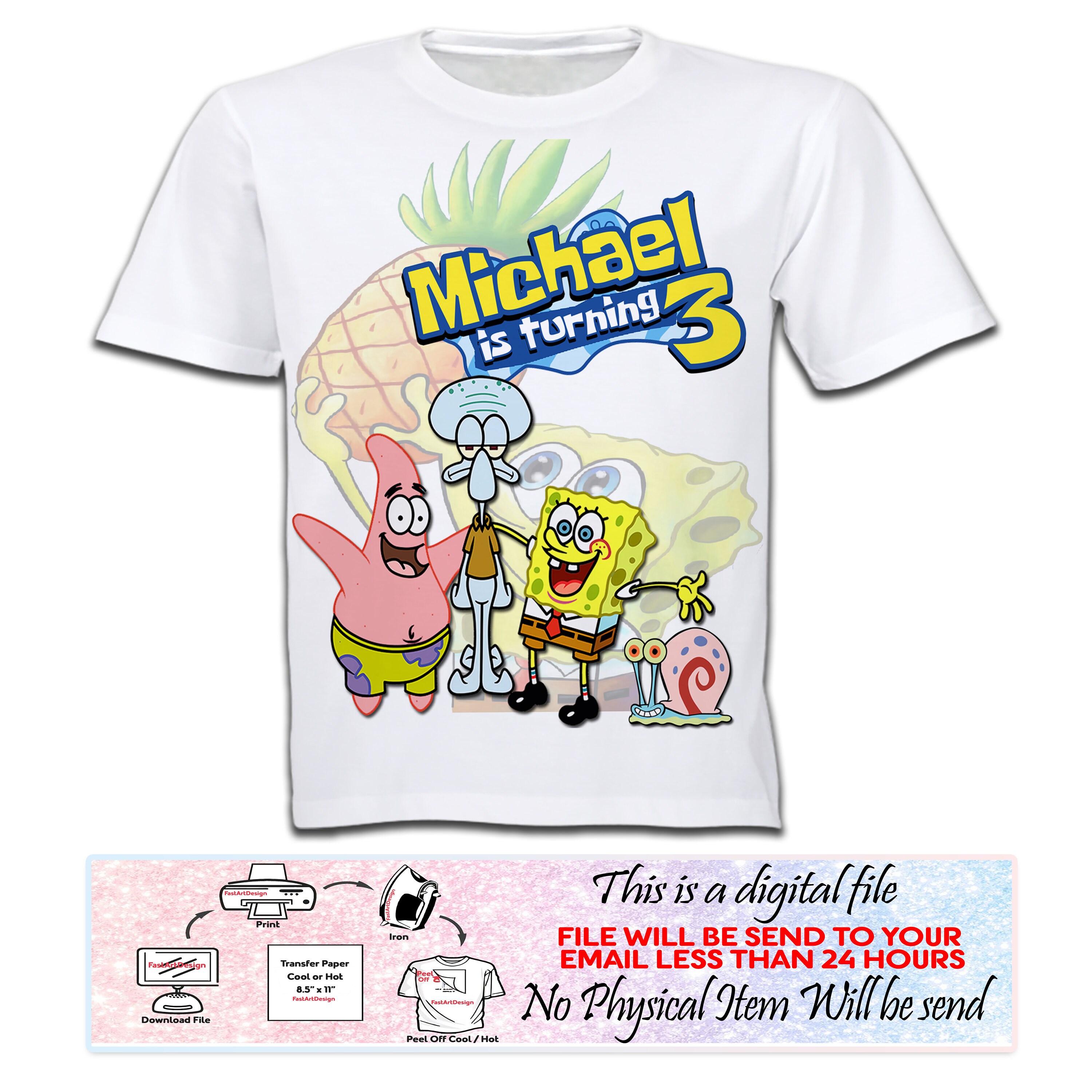 Spongebob Birthday Iron On Transfer Spongebob Iron On Etsy