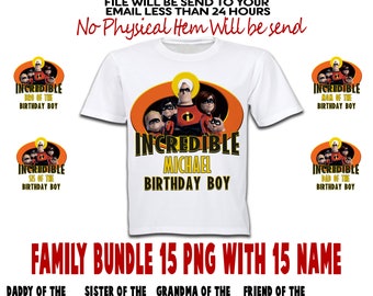 The Incredibles Iron On Transfer, The Incredibles Birthday Iron on Transfer, Incredibles Family Birthday Shirt, Family Bundle,Digital File