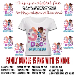 Doc Mcstuffins Family Set Iron On Transfer, Doc Mcstuffins Family Shirt Designs, Doc Mcstuffins Svg, Doc Mcstuffins Family Birthday Shirt