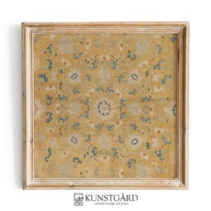 Antique Tapestry Wall Art | Neutral Tones Geometric Floral PRINTABLE | Q006