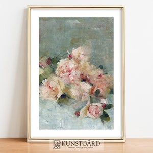 French Antique Rose Painting | Romantic Floral Print | Flower Still ...