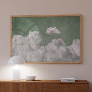 Sage Green Cloud Canvas Wall Art, Large Cloud Print, Green Living Room Decor, Above Bed Art, Surreal Sky, Landscape CANVAS Print | L114