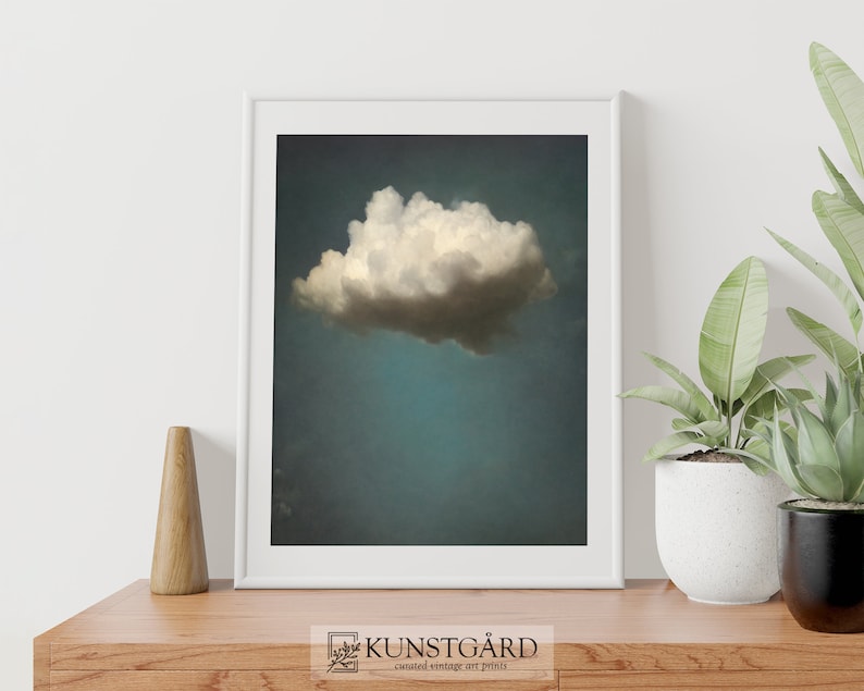 Moody Vintage Cloud Painting | Dark Wall Art | Antique Moody Sky Print | Digital Download PRINTABLE | H080 image 7