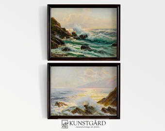 Vintage Seascape Painting Set, Romantic Coastal Art (Digital Download) | S6-2