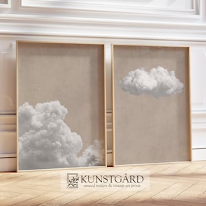 Beige Wolke Gemälde SET von 2, Boho Wolke Blush rosa Wohnzimmer Dekor Neutral Wolke Poster Moderne Beige Schlafzimmer DRUCKBAR Download | S100-2
