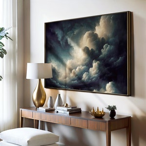 Dark Sky Study, Moody Cloud Painting, Dark Academia Wall Decor, Dark Blue Cloud Print, Dark Oil Painting, PRINTABLE Download | L355