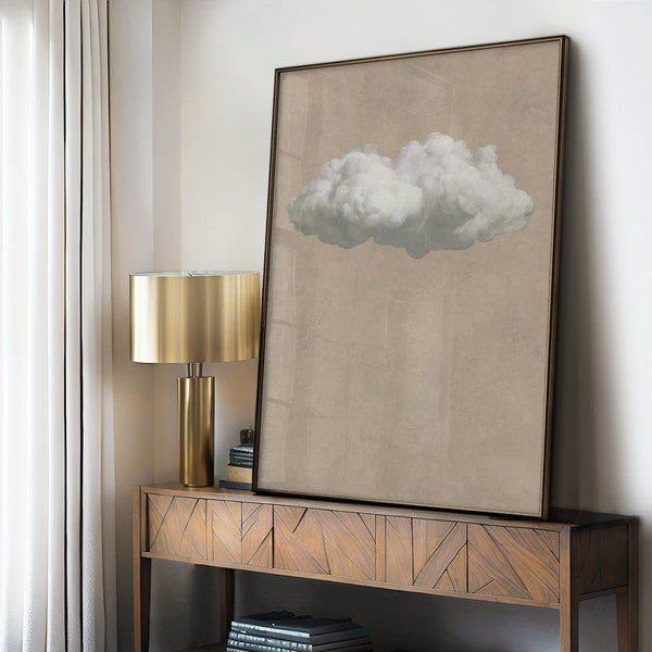 Beige Cloud Wall Art, Modern Bedroom Decor, Blush Pink Cloud Painting, Large Neutral Art, Minimalist Moody Cloud PRINTABLE Download | H375