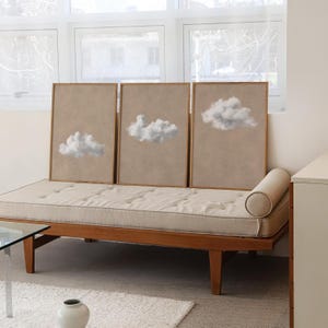 Beige Cloud SET of 3 Prints, Minimalist Cloud Poster, Neutral Cloud Wall Art, Above Bed Decor Beige Scandinavian Wall Art PRINTABLE | S128-3
