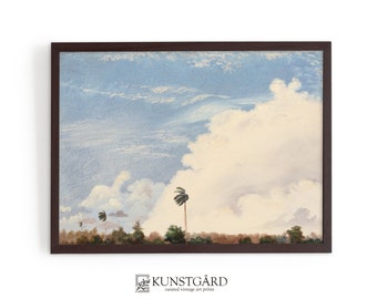 Moody Landscape Painting | Tropical Wall Art | Vintage Cloud Study | Digital Download PRINTABLE | L136