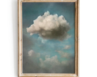 Moody Vintage Cloud Painting | Antique Moody Sky Study | Digital Download PRINTABLE | H079