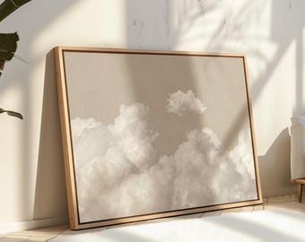 Toile d'art « Nuage beige neutre », style horizontal, impression bohème pour salon