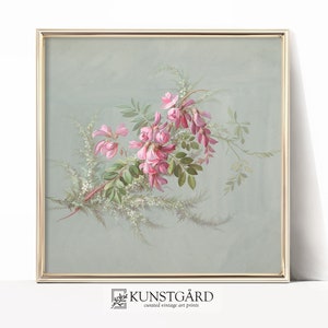 Vintage Nursery Flower Print | Victorian Wall Art | Antique Pink Flower PRINTABLE | Q098