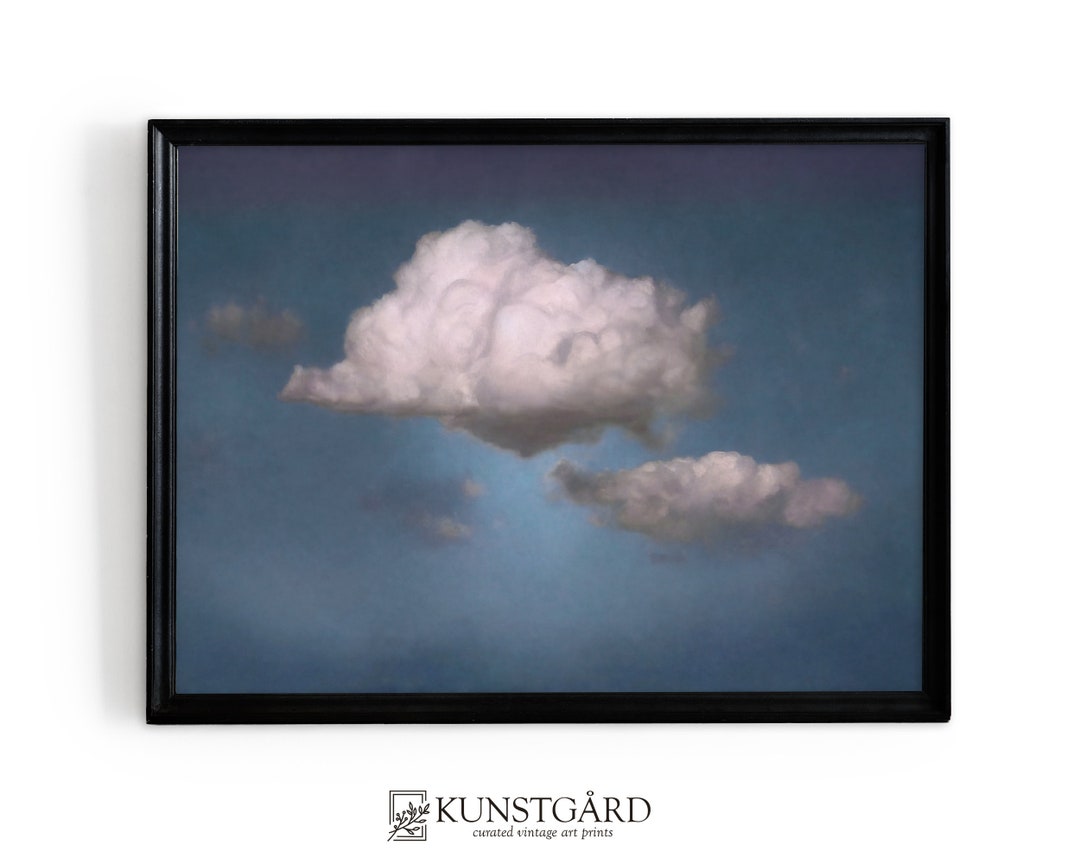 Moody Vintage Cloud Painting | Dark Wall Art | Antique Moody Sky Print ...