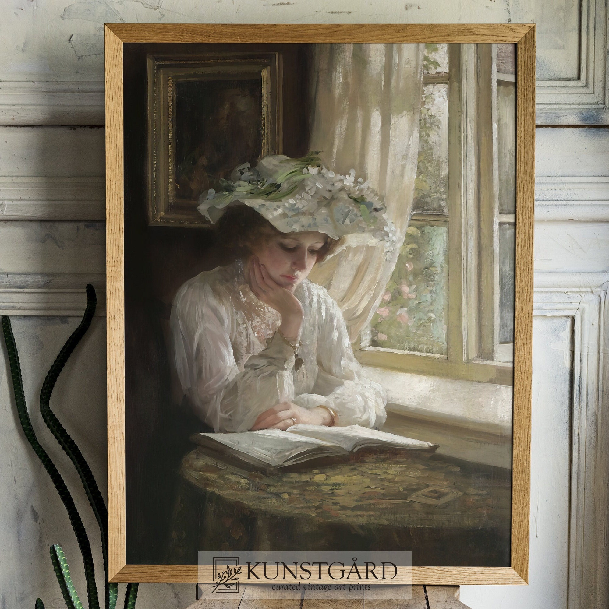Victorian Woman Reading | Antique Portrait Painting | Woman at Window ...