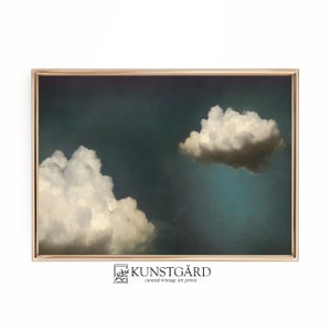 Emerald Green Cloud Art, Moody Cloud Painting Landscape Format, Dark Wall Art, Antique Moody Sky | Digital Download PRINTABLE | L286