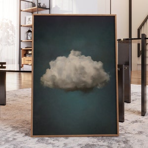 Stimmungsvolle Wolke Wandbild, Smaragdgrüne Wolke Print, Vintage Wolke, Midcentury Wand Dekor, dunkler Himmel Poster, über dem Bett, DRUCKBAR Download | H334