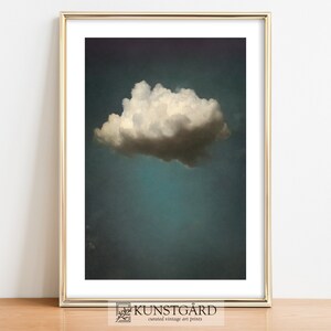 Moody Vintage Cloud Painting | Dark Wall Art | Antique Moody Sky Print | Digital Download PRINTABLE | H080 image 6