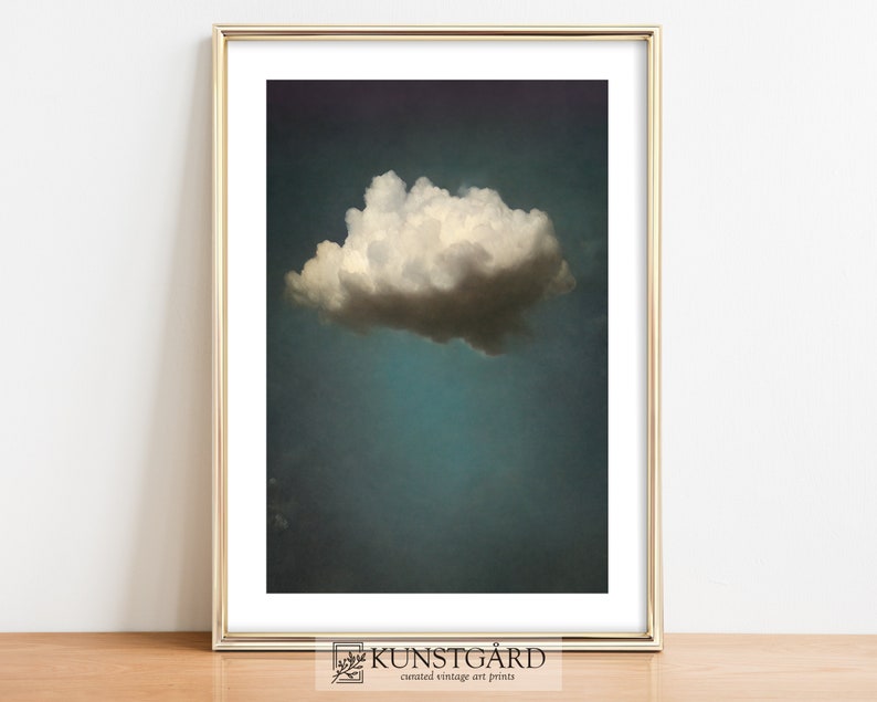 Moody Vintage Cloud Painting | Dark Wall Art | Antique Moody Sky Print | Digital Download PRINTABLE | H080 image 6