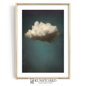 Moody Vintage Cloud Painting | Dark Wall Art | Antique Moody Sky Print | Digital Download PRINTABLE | H080 image 4