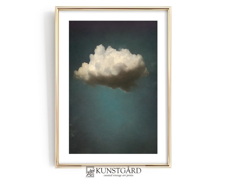 Moody Vintage Cloud Painting | Dark Wall Art | Antique Moody Sky Print | Digital Download PRINTABLE | H080 image 4