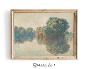 Vintage French Country Art Print | Tree River Painting PRINTABLE | L087