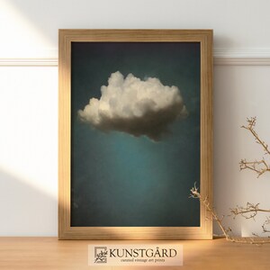 Moody Vintage Cloud Painting | Dark Wall Art | Antique Moody Sky Print | Digital Download PRINTABLE | H080 image 3