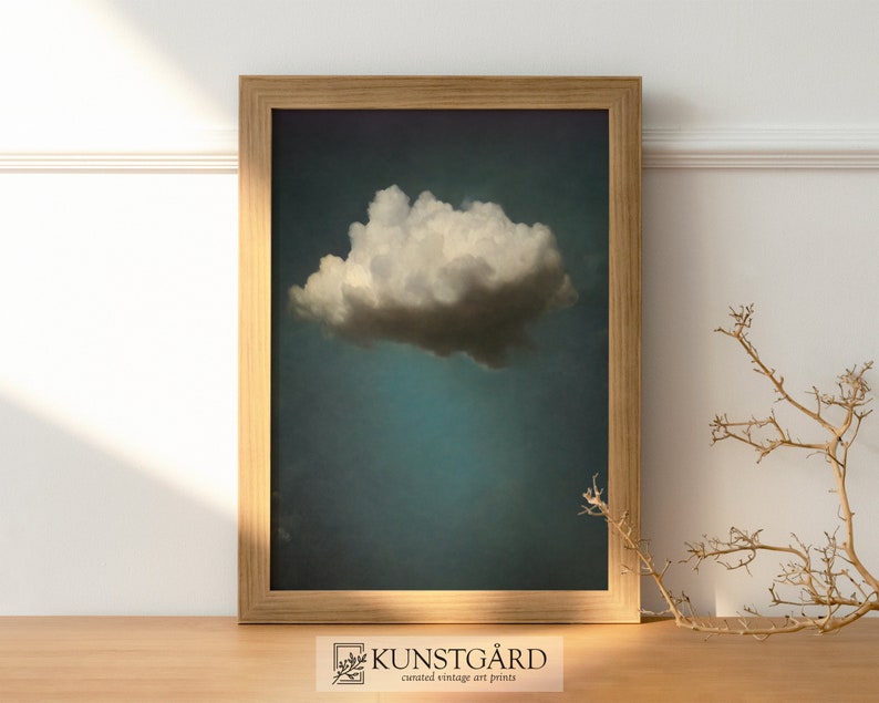 Moody Vintage Cloud Painting | Dark Wall Art | Antique Moody Sky Print | Digital Download PRINTABLE | H080 image 3