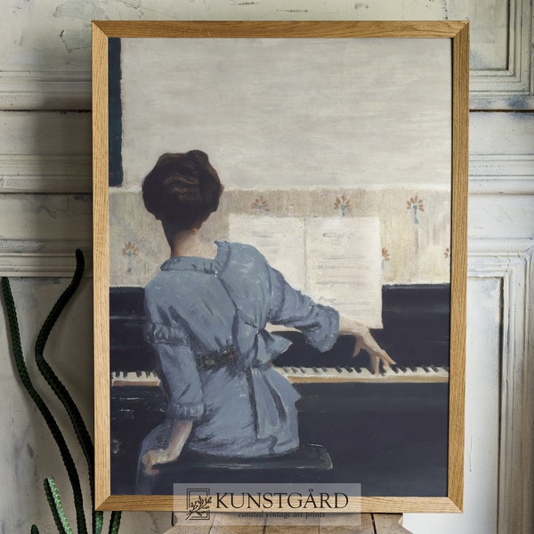 Antique Portrait Woman, Piano Wall Art, Musician Wall Art, Pianist Painting, Victorian Room Decor | PRINTABLE Instant Download | H127