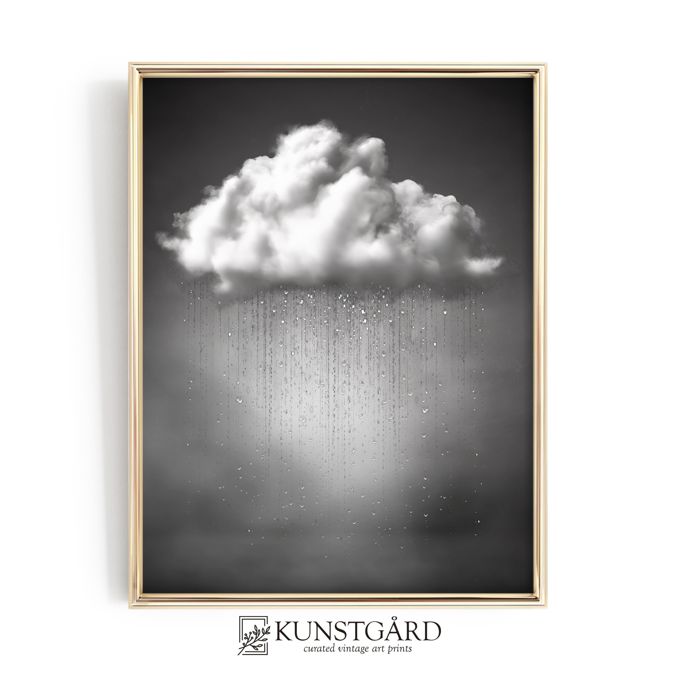 Dunkle Wolke Wandbild, Stimmungsvolle Wolke, Schwarzweiß Gemälde, Großes Wohnzimmer Dekor, Minimalistisch DRUCKBAR Download | H031