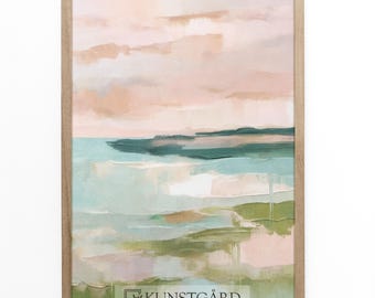Abstract Ocean Art, Coastal Landscape, Pastel Watercolor Seascape, Minimalist Ocean Painting, Beach House Decor PRINTABLE Download | H397