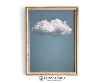 Blue Cloud Painting | Vintage Cloud Blue Wall Art | Nursery Room Decor | Boho PRINTABLE Instant Download | H350