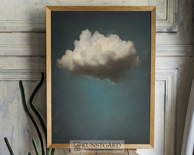 Moody Vintage Cloud Painting | Dark Wall Art | Antique Moody Sky Print | Digital Download PRINTABLE | H080 image 8