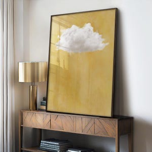 Yellow Cloud Wall Art, Mustard Yellow Cloud Poster, Vibrant Living Room Decor, Minimalist Painting Large Cloud Art PRINTABLE Download | H160