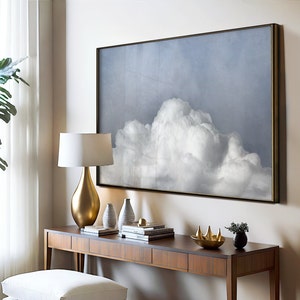 Lavendel blaue Wolke Wandkunst, moderne Schlafzimmer Dekor, hellblaue Wolke Malerei große neutrale abstrakte DRUCKBARE digitaler Download | L363