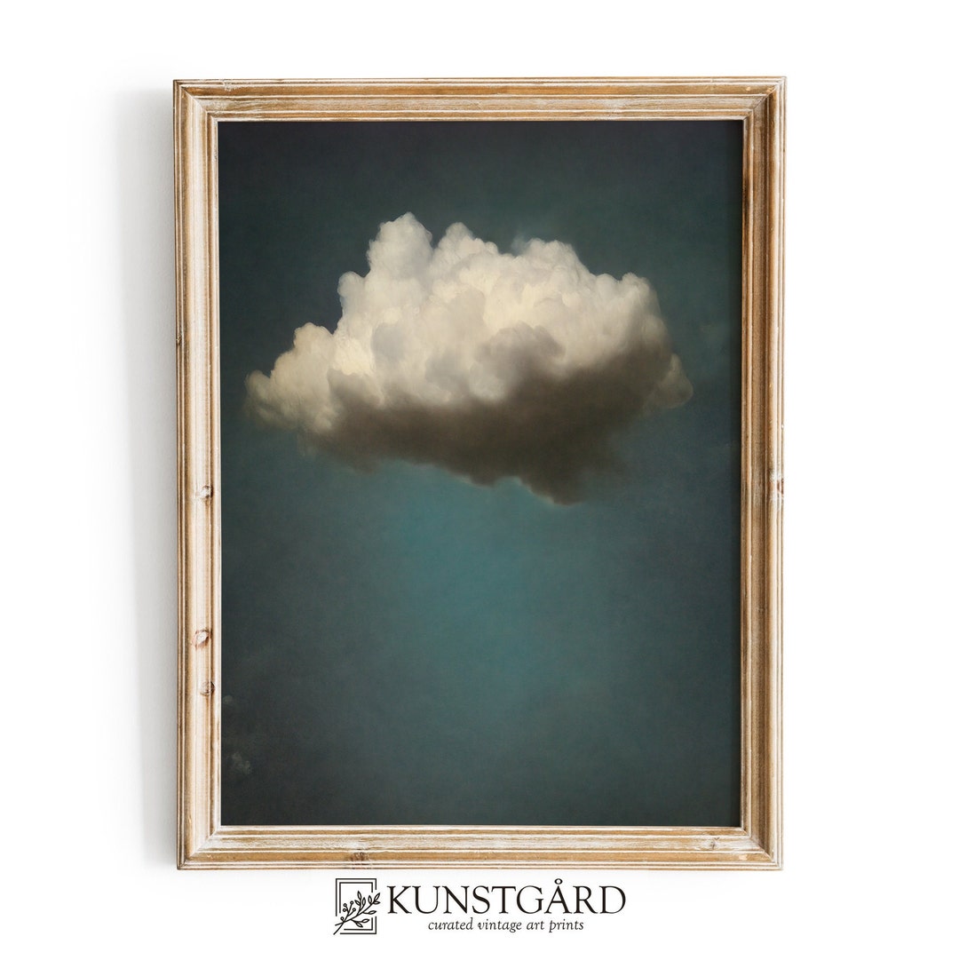 Moody Vintage Cloud Painting | Dark Wall Art | Antique Moody Sky Print ...