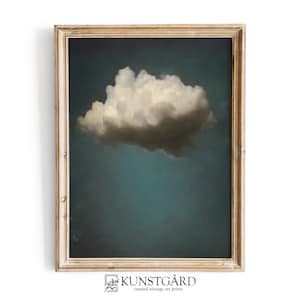 Moody Vintage Cloud Painting | Dark Wall Art | Antique Moody Sky Print | Digital Download PRINTABLE | H080