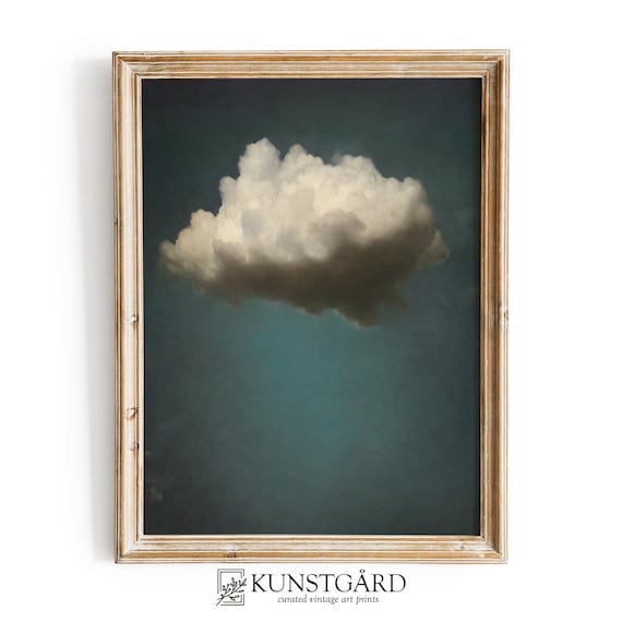 Moody Vintage Cloud Painting | Dark Wall Art | Antique Moody Sky Print | Digital Download PRINTABLE | H080