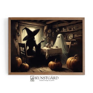 Halloween Hexe Wand Kunst, Rustikaler Halloween Print, Stimmungsvoll Hexe Geist Print Skurril Poster Vintage Stil Halloween DRUCKBAR Download | L336