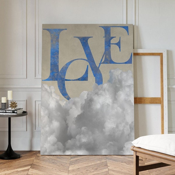 Beige Cloud Poster, Love Wall Art, Maximalist Cloud Print, Trendy Home Decor, Typography Art Modern Bedroom Decor PRINTABLE Download | H129