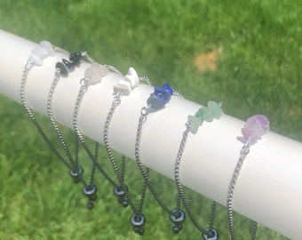 Adjustable Crystal Bracelet | Gemstone Bracelet | Silver Chain