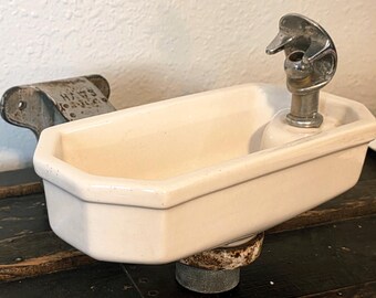 Vintage Haws Porcelain Wall-Mounted Drinking Fountain Bubbler | Antique Berkeley CA School Salvage Industrial Decor